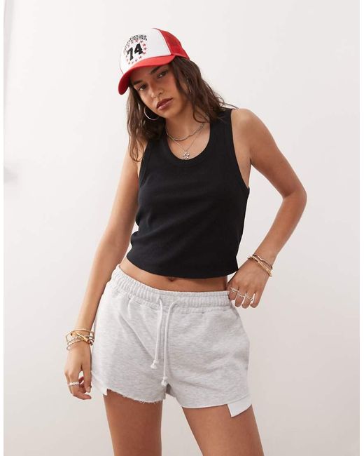 Collusion White Micro jogger Short With Beach Graphic