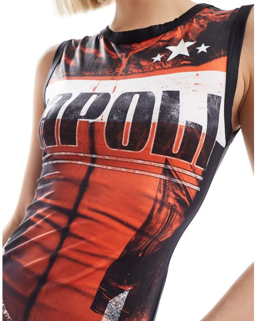 Collusion Red Sports Fitted Maxi Vest Dress