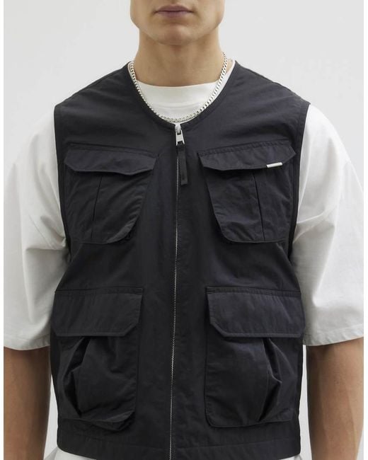 River Island Black Multi Utility Pockets Gilet for men