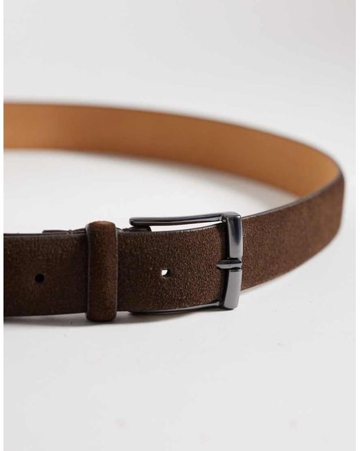 Mango Brown 100% Leather Belt With Silver Buckle for men