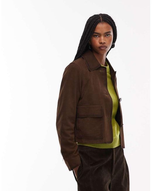 Mango Brown Real Suede Short Jacket
