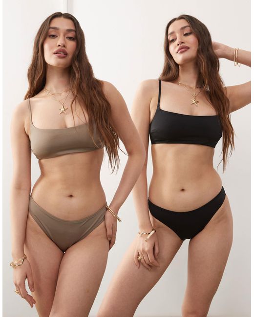 Weekday Brown Bikini Bottoms And Top 2 Pack
