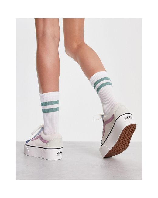 Vans – old skool stackform – sneaker im blockfarbendesign mit teddyfell- futter in Weiß | Lyst DE