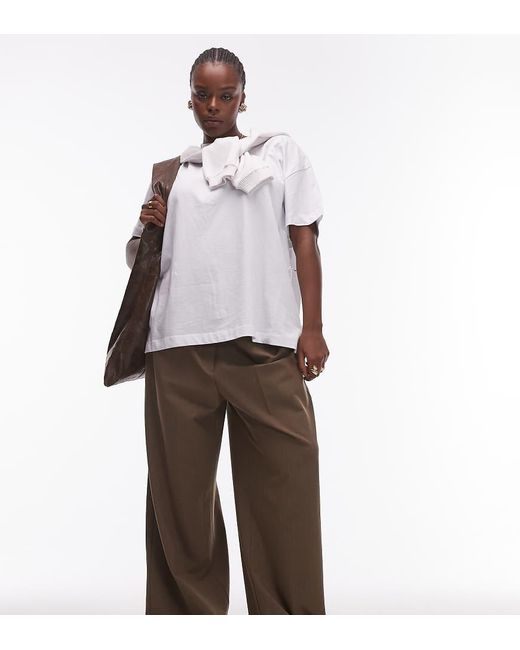 Pantalones Marrones Holgados Con Cinturilla Elástica Con Lazada De Curve Mango de color Brown