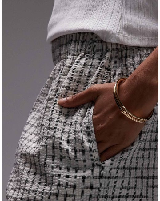 TOPSHOP Gray Pull On Crinkle Textured Boxer Short