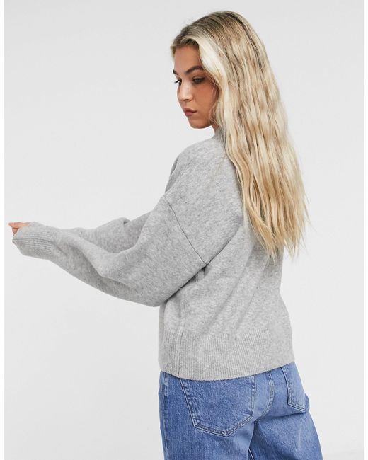 & Other Stories Gray Oversized Mock Neck Sweater