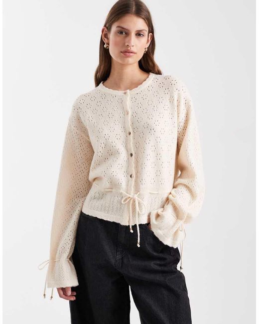 Miss Selfridge Natural Cosy Peplum Hem Cardigan