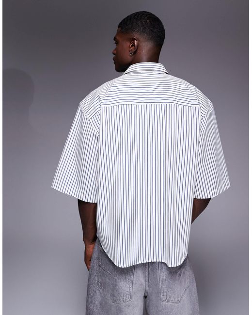 ASOS Gray Boxy Oversized Shirt With Dipped Hem for men