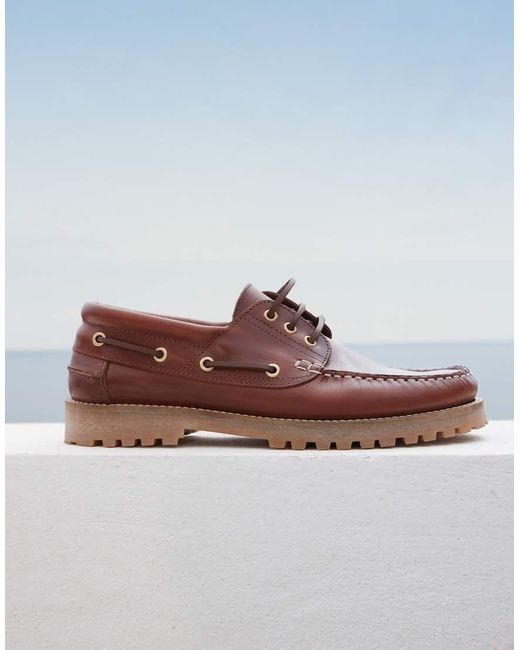 Schuh White Princeton Boat Shoes Leather for men
