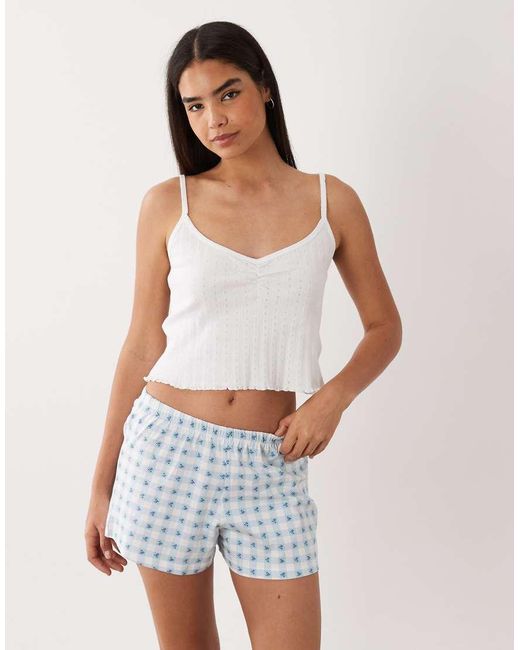 Wednesday's Girl Blue Wednesdays Girl Cami Top And Short Pyjama Set