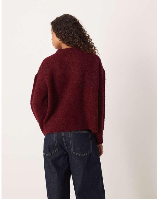 ASOS Red Boxy Boucle Crew Neck Jumper