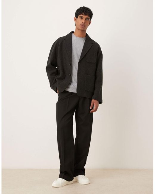 ASOS Black Wool Look Boxy Blazer for men