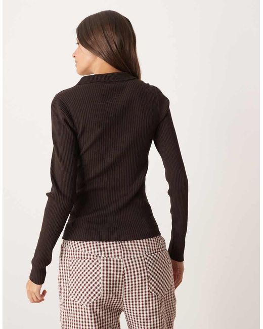 Jdy Black Scallop Trim Knitted Polo