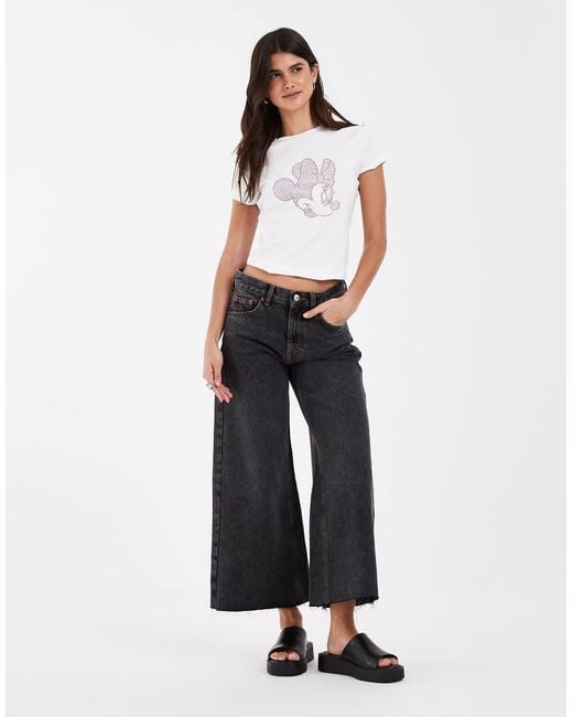 ASOS White Disney Baby Tee With Minnie Mouse Rhinestone Print