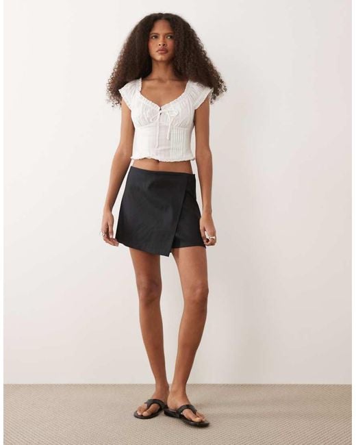 Mango Gray Linen Mix Mini Skort