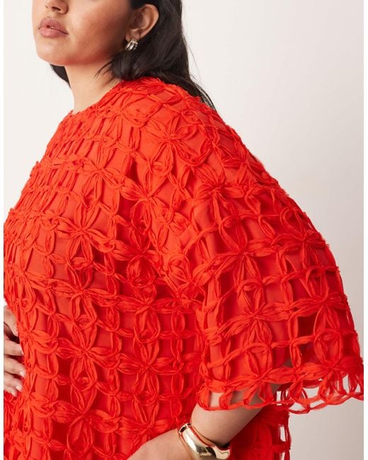 ARRANGE Red Curve Applique Oversized T-Shirt Co-Ord