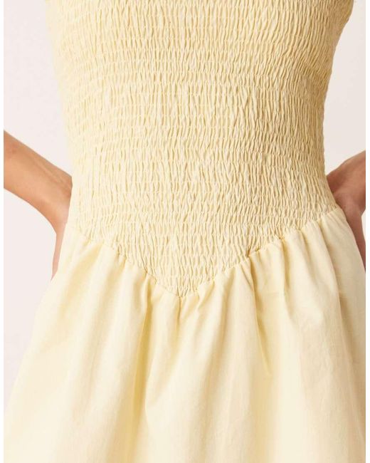 ASOS Natural Strappy Shirred Mini Sundress