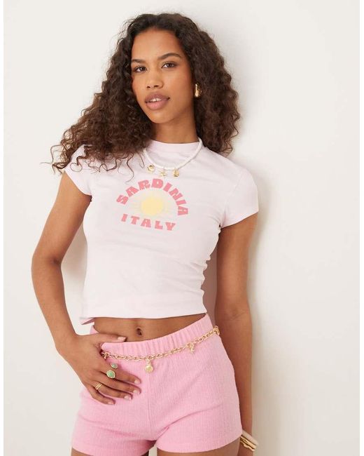 ASOS White Baby Tee With Sardinia Italy Graphic In
