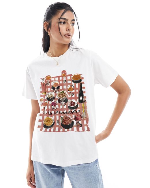 ASOS White Regular Fit T-shirt With Food And Drink Graphic