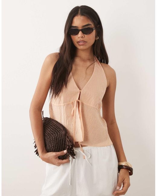 Mango Natural Halterneck Flowy Top