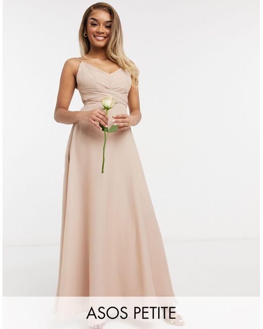 ASOS Asos Design Petite Bridesmaid Cami Maxi Dress With Ruched Bodice