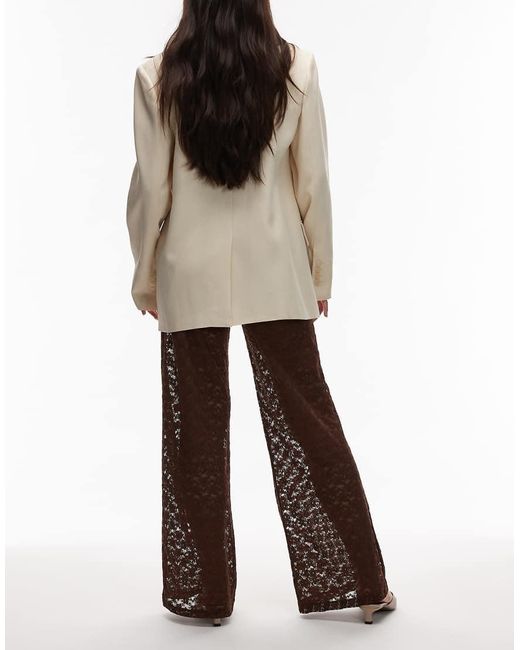 Pantalones Marrón Transparentes De Pernera Ancha De Encaje De ASOS de color Natural