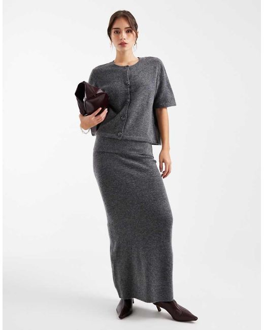Pieces Gray Short Sleeve Knit Cardigan