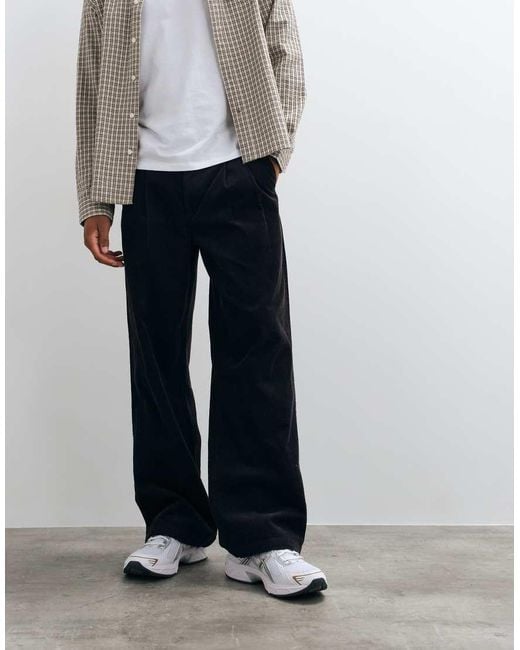 Prohibited Black Wide Leg Corduroy Pants for men