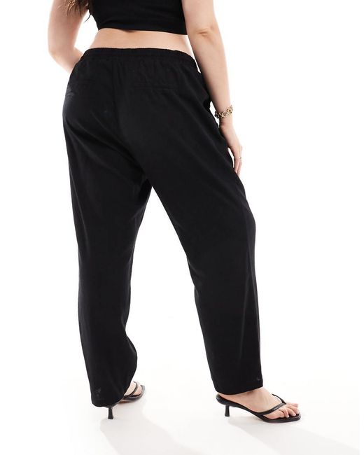 Vero Moda Black Linen Blend Tapered Trousers