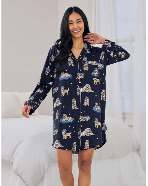 Chelsea Peers Blue Cockapoo Snooze Print Nightshirt