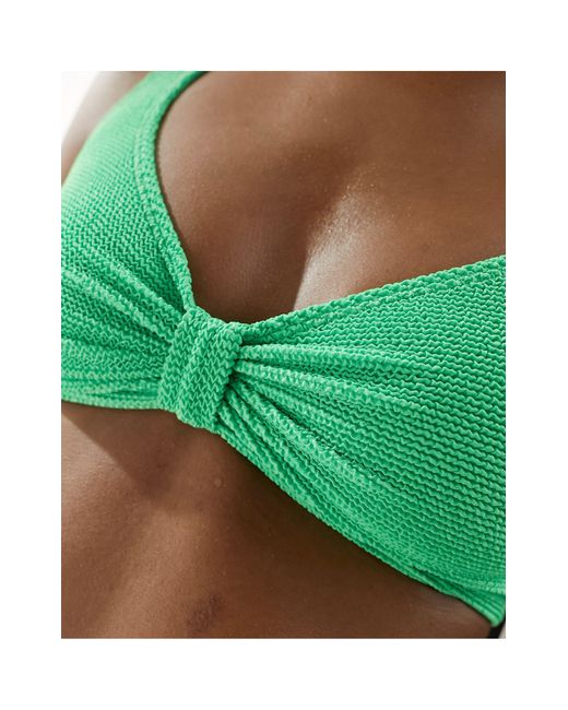 & Other Stories Green Crinkle Triangle Knot Bikini Top