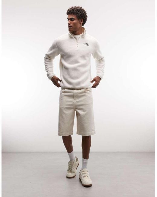 The North Face White Shispare 1/4 Zip Logo Fleece for men