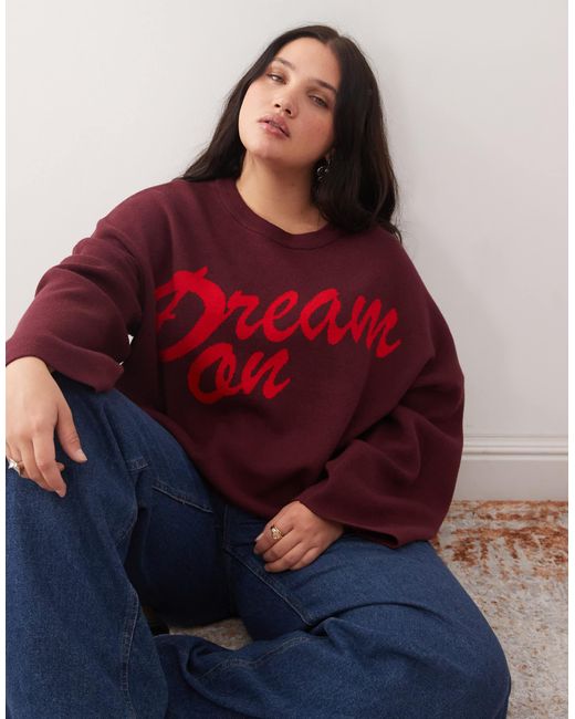 Noisy May Red Crew Neck Boxy Knit