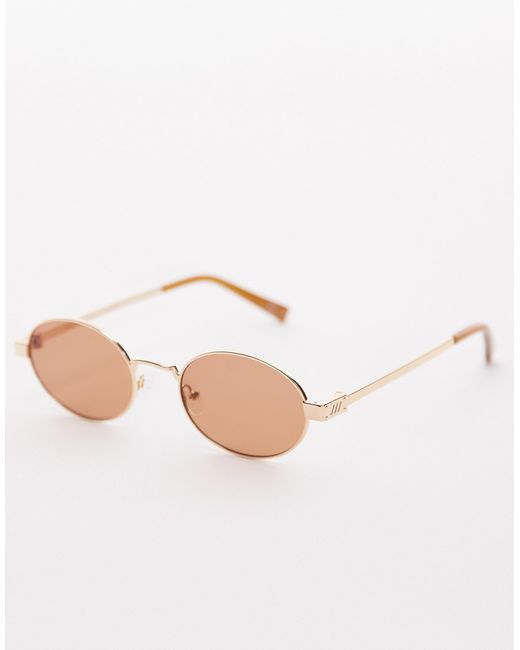 Le Specs Brown Poseidon Deux Round Metal Sunglasses