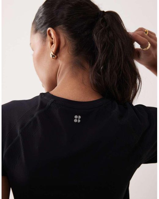 Sweaty Betty Black Athlete Crop Seamless Workout T-shirt