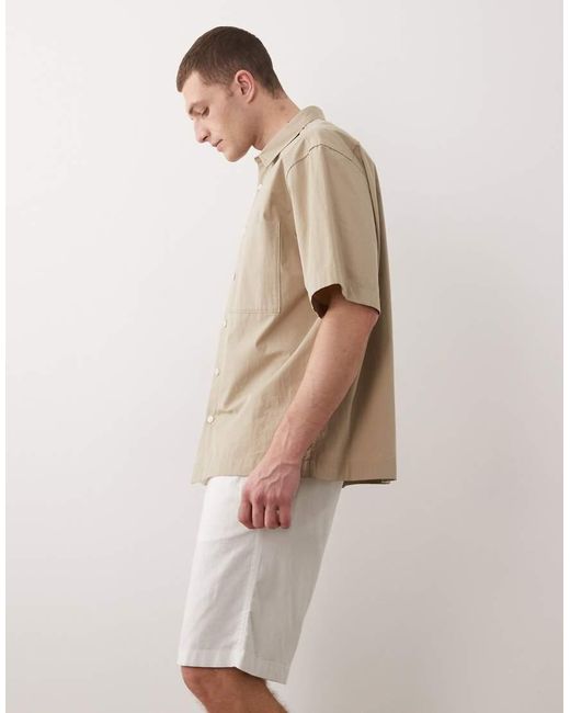 Jack & Jones Natural Drawstring Linen Mix Blend Shorts for men