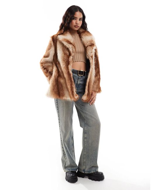 Faux fur coat stradivarius hot sale
