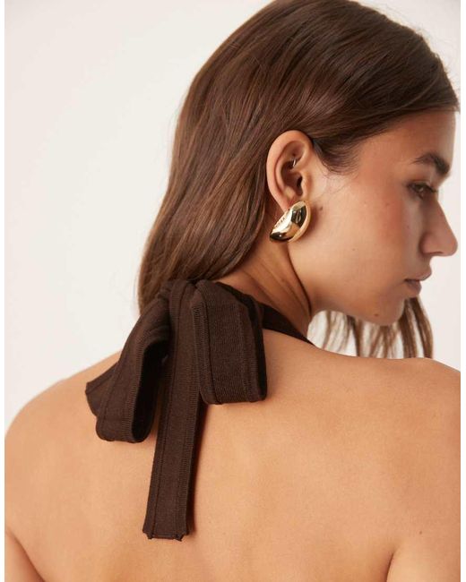 Top Allacciato Al Collo di Mango in Brown