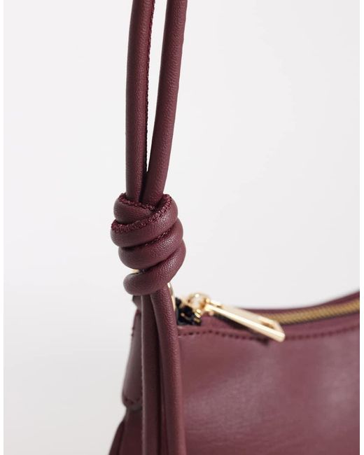 ASOS Red Shoulder Bag With Knot Detail Skinny Strap