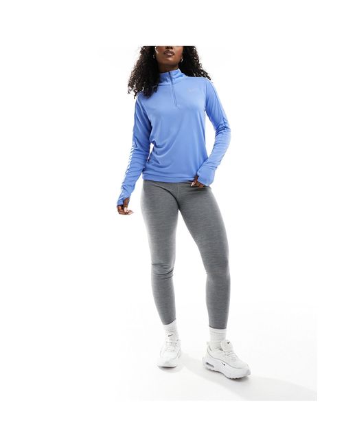 Pacer - top manches longues en tissu dri-fit à demi-fermeture éclair - bleu clair Nike en coloris Blue