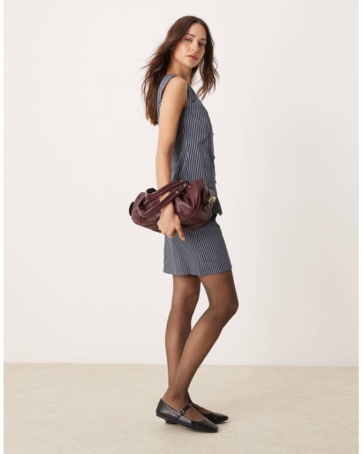 Mini-jupe d'ensemble à taille basse - rayé Glamorous en coloris Blue