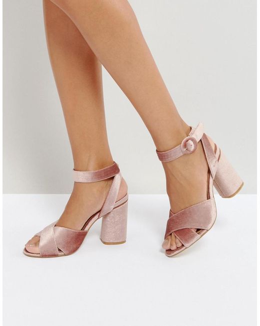 Truffle Collection pointed block heels in beige | ASOS