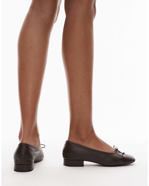 Mango Brown – leder-ballerinas