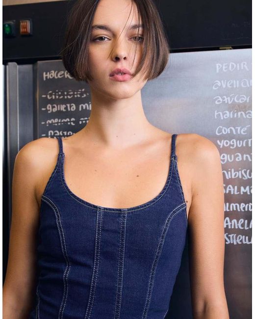 Bershka Blue Mini Denim Dress