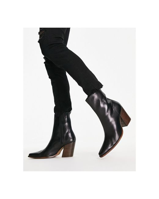 ASOS Black Heeled Chelsea Boot With Angled Heel for men