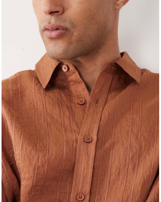 ASOS Brown Oversized Drapey Shirt for men