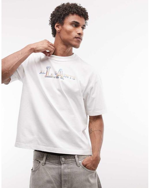 AllSaints White Angelino Short Sleeve Graphic Logo T-shirt for men