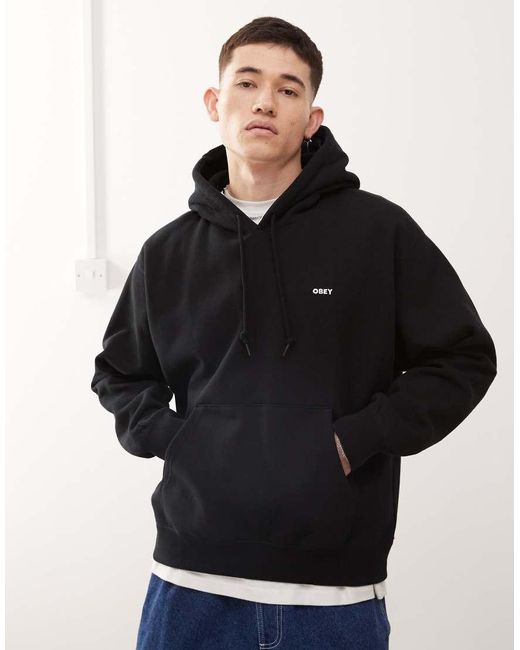 Sudadera Negra Con Capucha Y Logo De Obey de hombre de color Black
