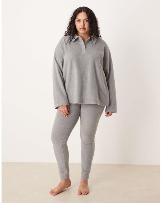 ASOS Gray Asos Design Curve Mix & Match Lightweight Fleece Collared Sweater