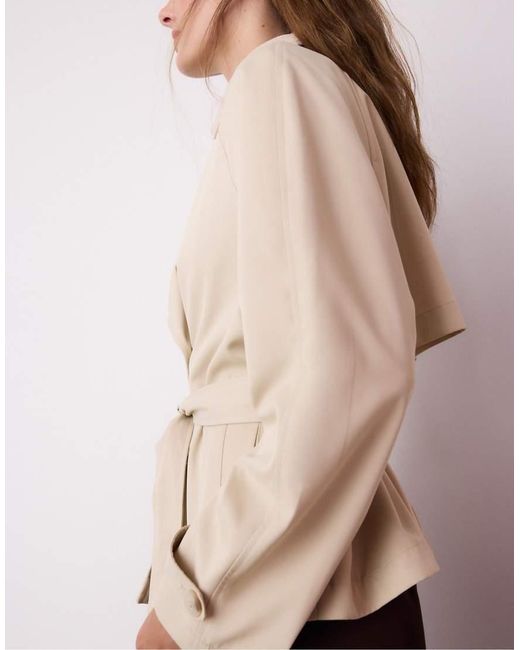Stradivarius Natural Cropped Trench Jacket